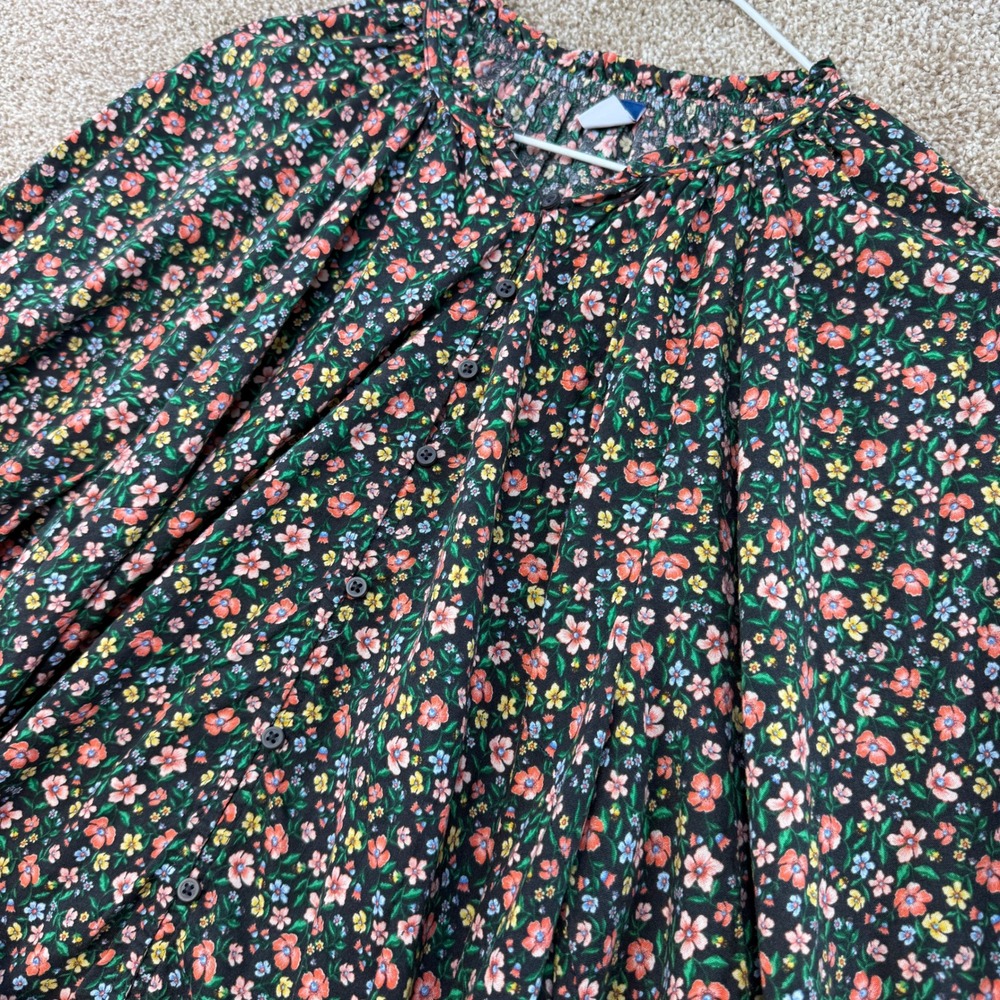 Old Navy Womens L Tall Floral Button Front Balloon Sleeve Belted Midi Dress - Picture 8 of 9